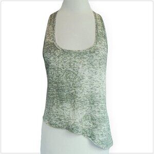 We The Free People  Tank Top Green and White Marled Asymmetric Racerback NEW XS